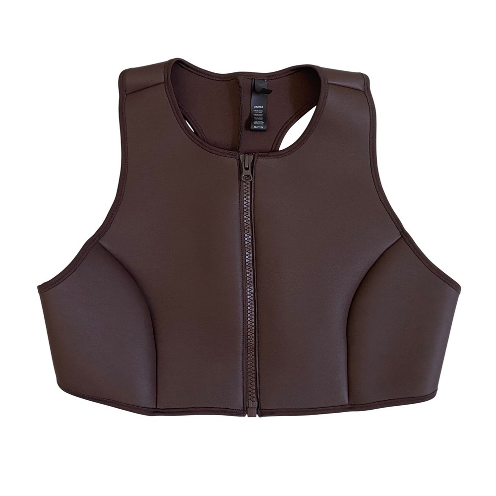 SKIMS Rubberized Scuba Swim High Neck Bikini Top Cocoa 2X Womens‎ Plus Size